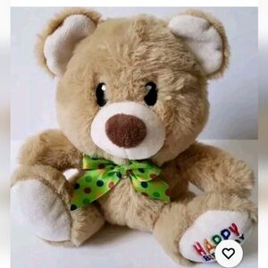 Bag of 6 American Greetings Happy Birthday Bears w/Green Polka Dot Bow NEW w/Tag